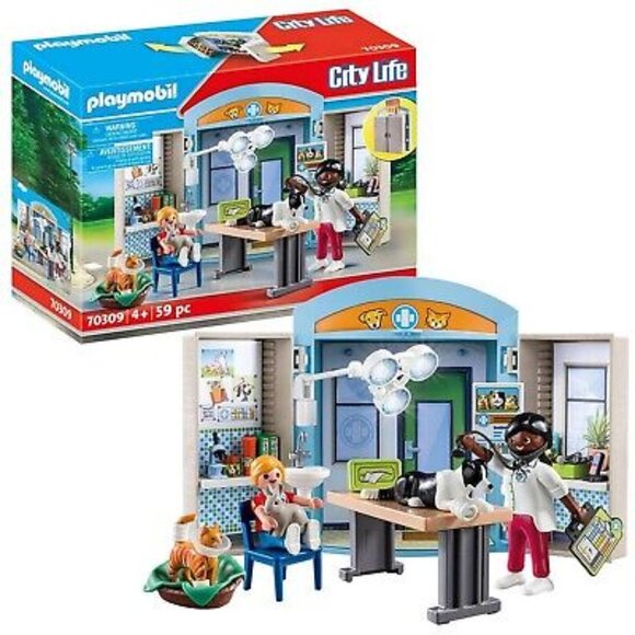 Playmobil City Life Vet Clinic Play Box 70309 Pickup/Delivery - Picture 1 of 7